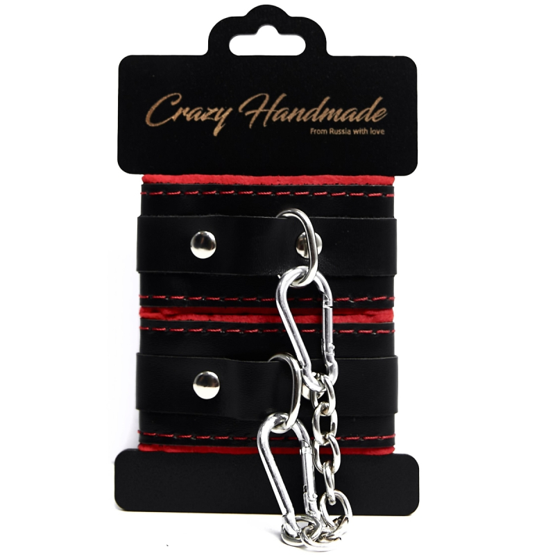 Оковы с мягкой красной подкладкой "Crazy Handmade" кожа 